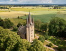 Drone image over Husaby church.