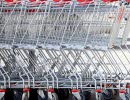 Photo of shopping carts i a row.