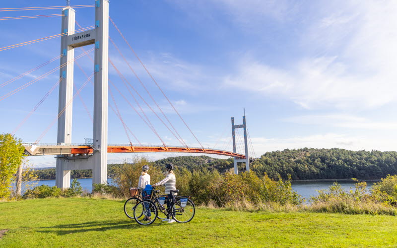 Cykla över tjörnbron