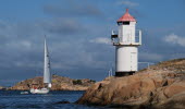 A white sailboat in the Koster Sea. 