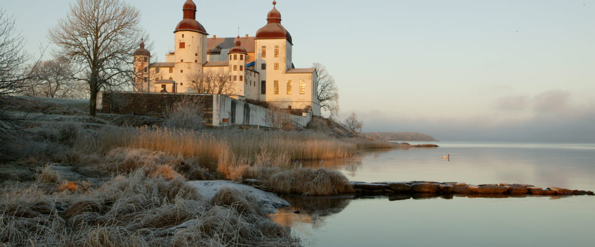 A white castle on a frosty morning.
