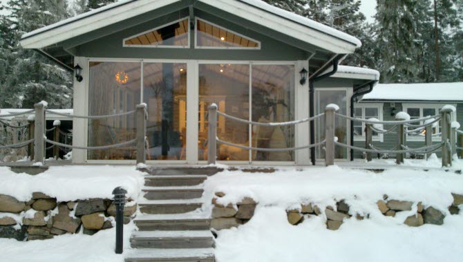 Vinter på Vristulvens äventyrscenter.