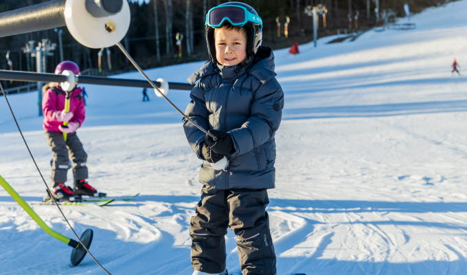 Family skiing in West Sweden.