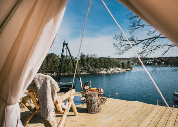 A beautiful view from a glamping tent at Lagunen Camping & Stugor