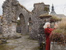 Woman at a ruin.