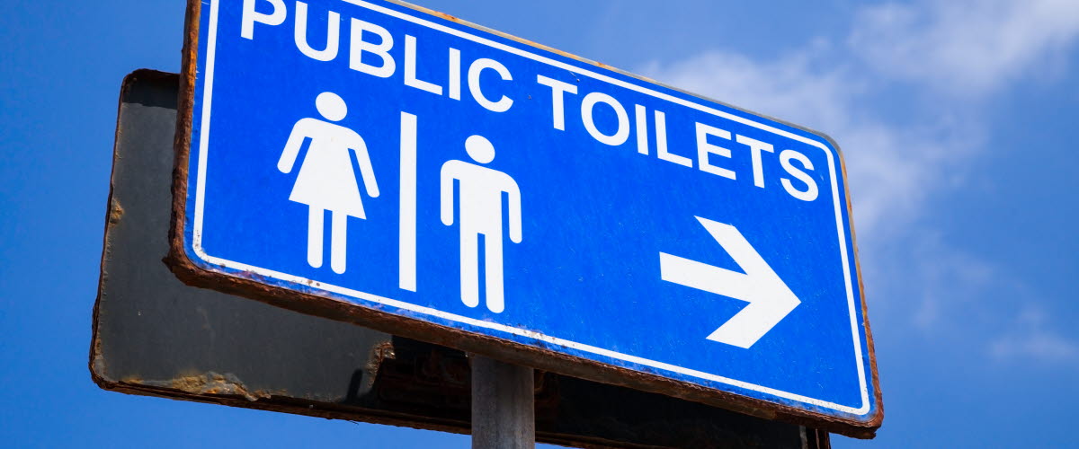 Skylt offentliga toaletter