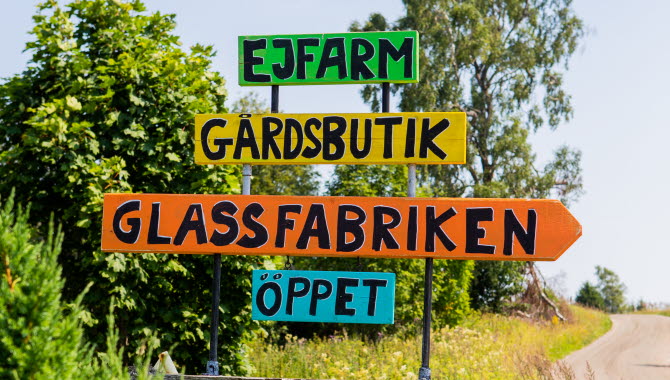 EJ Farm glassfabrik skylt