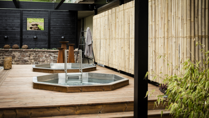 two outdoor pools with hot water
