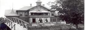 Gammal av Järnvägshotellet i Hjo - slutet av 1800-talet. 
