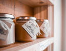 A jar of honey in a farm shop