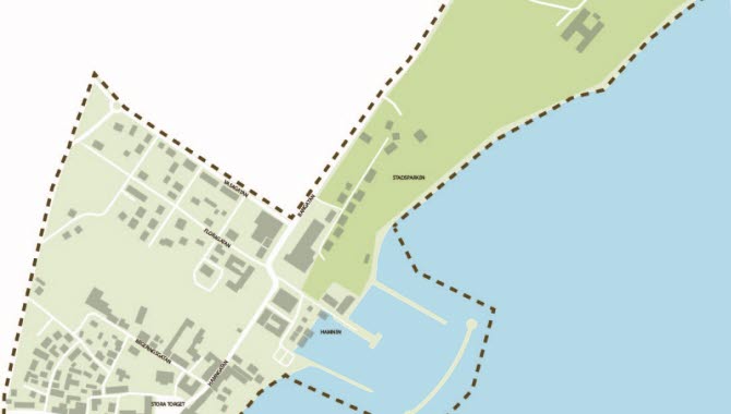Map over Hjo - cultural heritage area