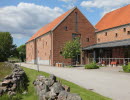 The entrence of Lödöse Museum a sunny day.