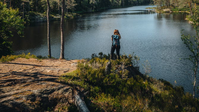 Kvinna som vandrar i nationalpark