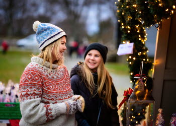 two girls at Christmas market