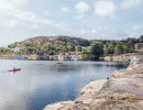 Women kayaking in the sea.