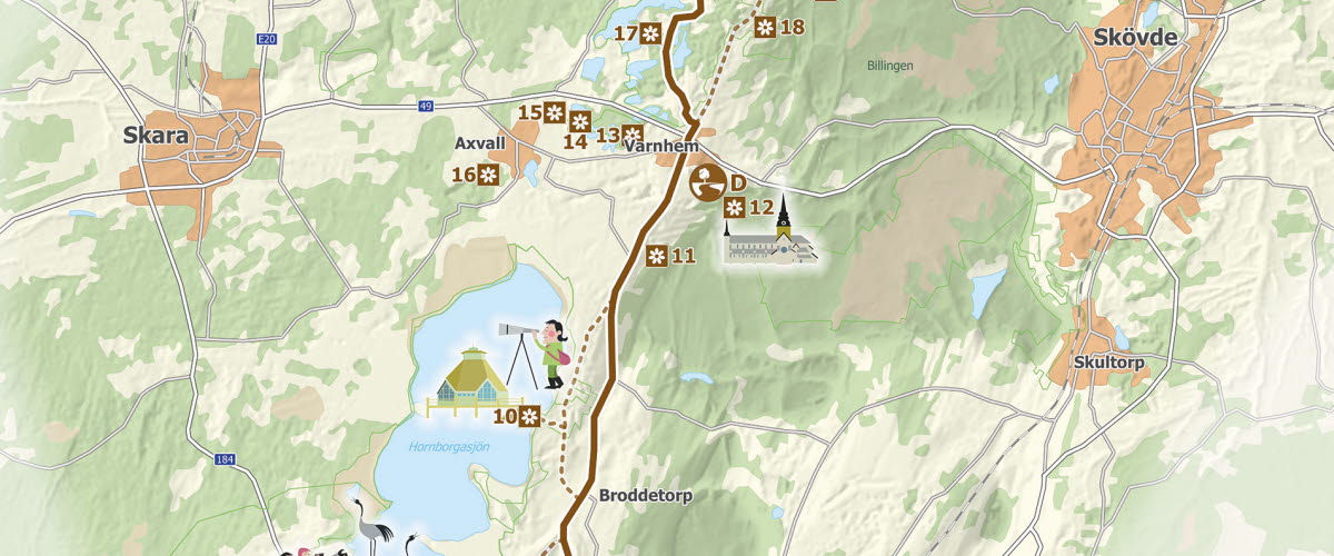 Illustrerad karta över Kulturvägen.
