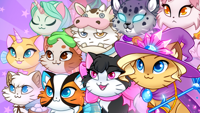 Mängder med animerade katter från spelet Castle Cats
