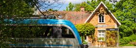 Brick railway station.
