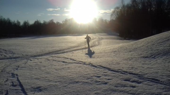 Längdskidåkning på Hudene Golfbana