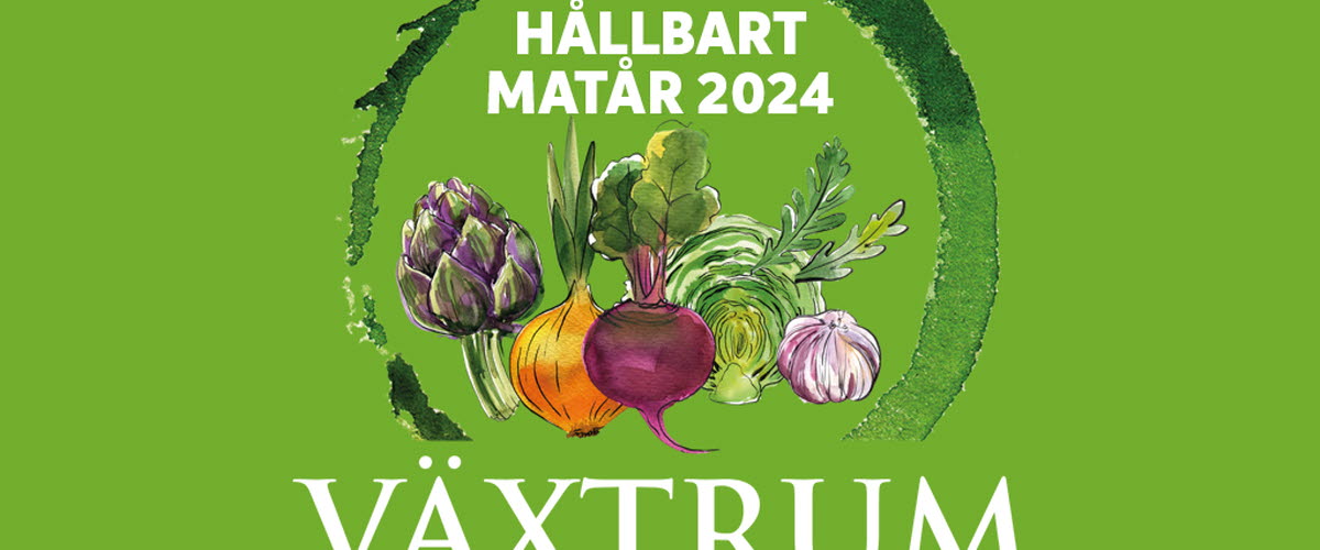 Grön bakgrund med texten "Ett hållbart matår 2024"
