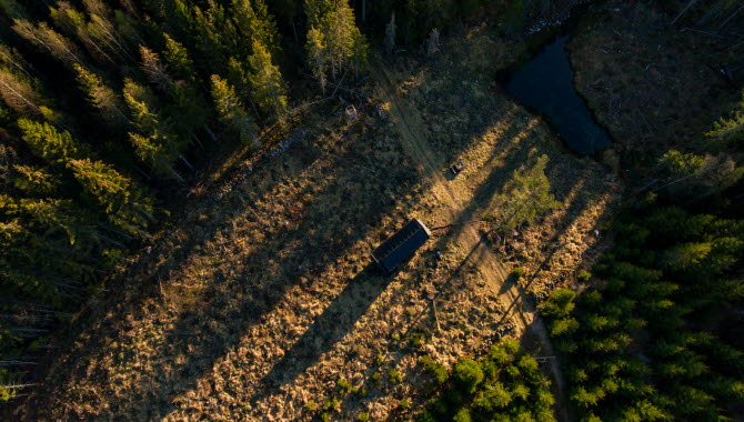 Tiny house - hus på hjul - strax utanför Hjo. INFOREST