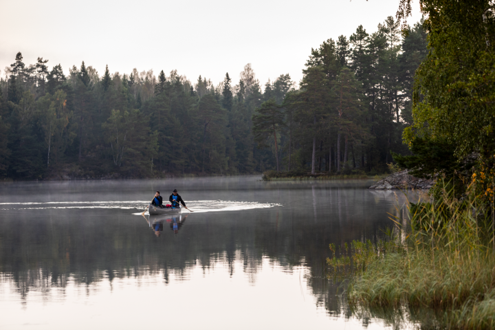 Paddla kanot i sjön Lelång i Dalsland