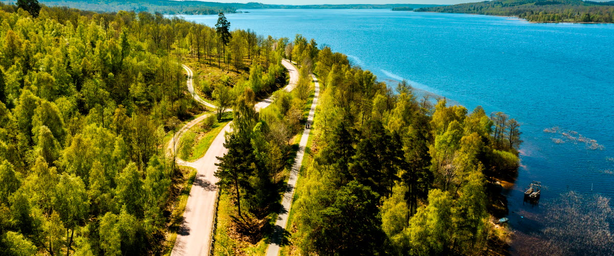 Road and old traintracks a sunny summerday