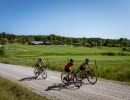 Cyclists on a dirt road,