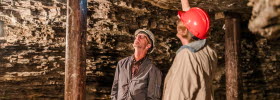 Visitors in a mine.