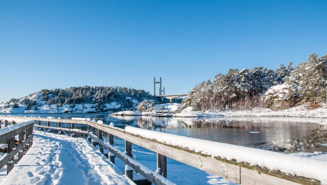 Vinter i Stenungsund. Kallbad vid badplatsen Hawaii