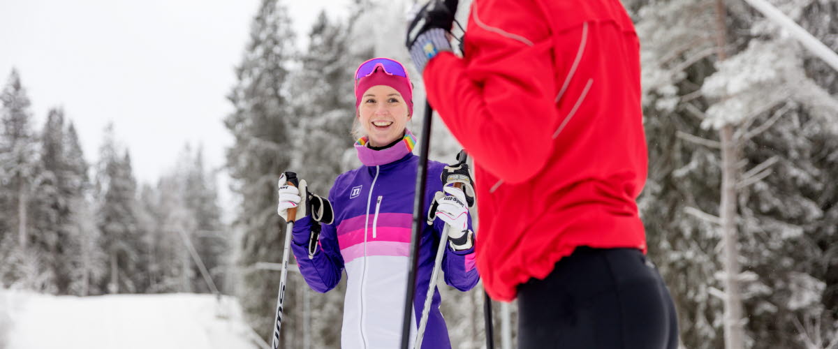
Cross-country skiers on the ski track at Billingen