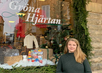 Gröna hjärtan second hand i Skara.