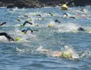 Swimmers out in a lake