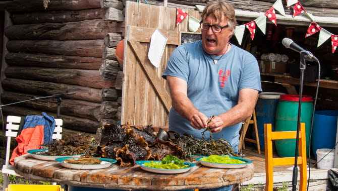 Kanalfesten i Grundsund 2019. Fredrik Gröndahl berättar om ätbar tång.