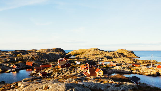 Houses on an island
