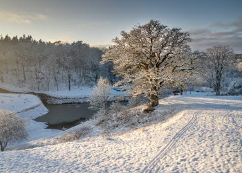 Gamle dal i Trollhättan under vintern.