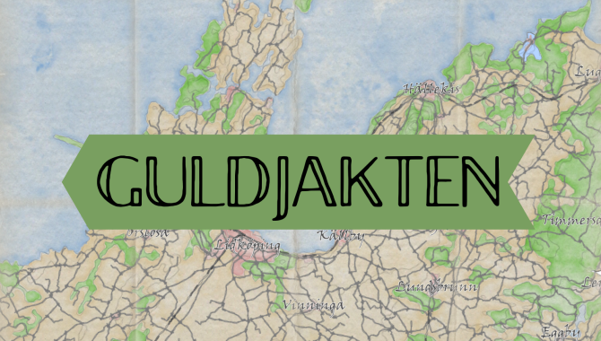 En karta med texten guldjakten på.