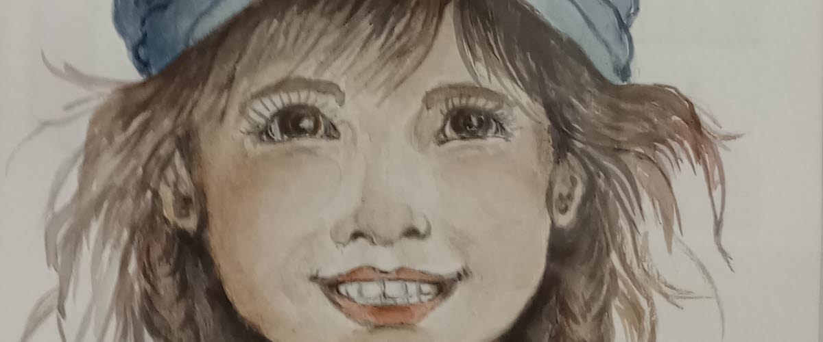 Bild på målning av barn av Lisbeth Tafjord