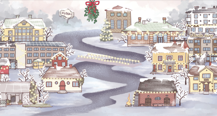 Animerad bild över Floda C i julskrud