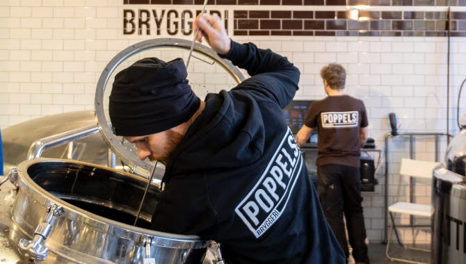 The blend master at work at the micro brewery Poppels Bryggeri.