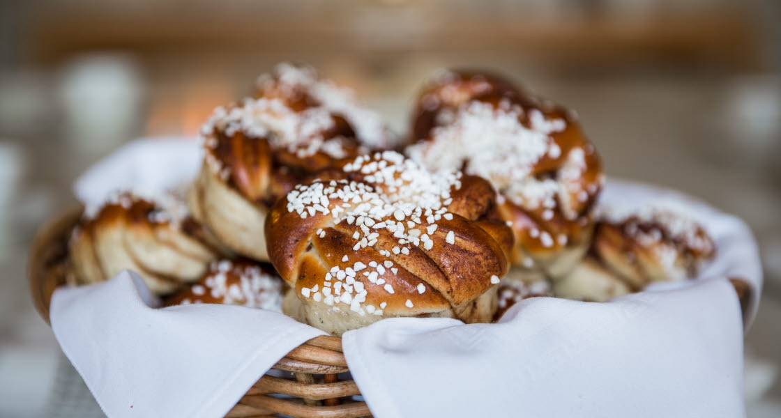Freshly baked cinnamon bun.