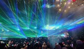 Lasershow under nyårsfirande i Trollhättan