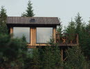 Tree house hotel in the woods.